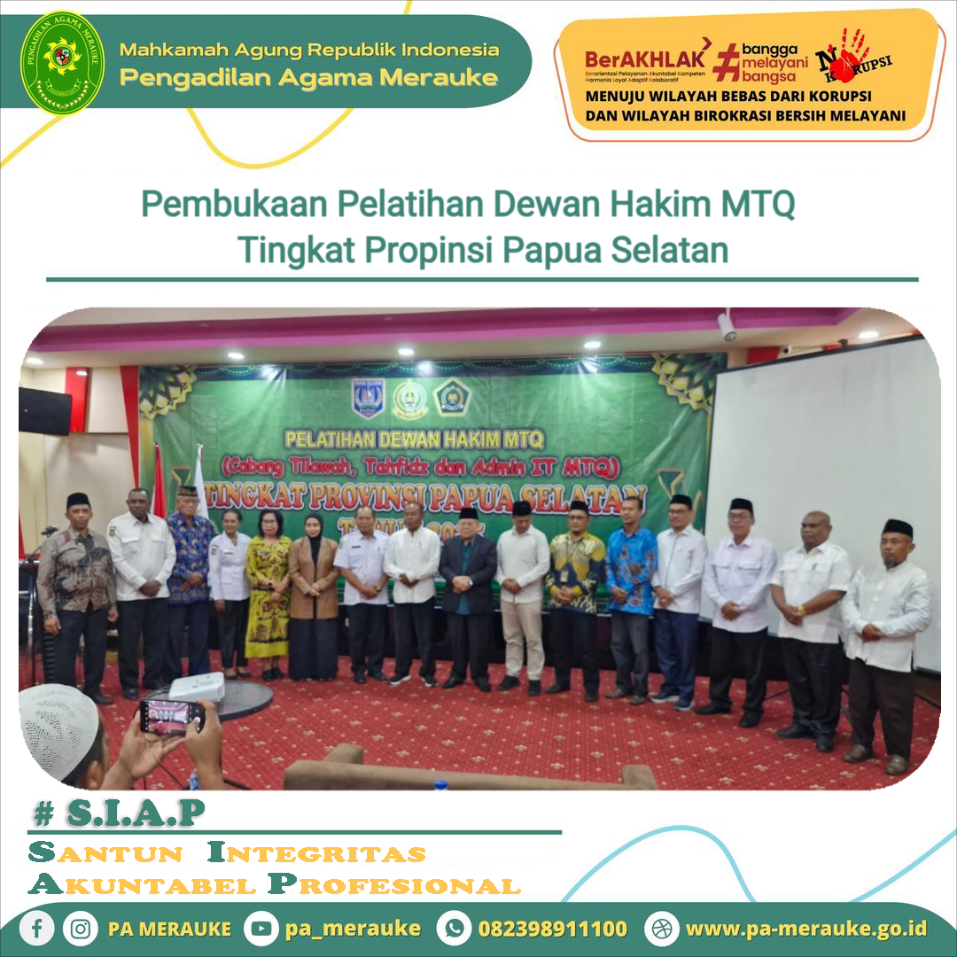 Mtq Pembukaan Pelatihan Dewan Hakim MTQ Tingkat Propinsi Papua Selatan (22 ...